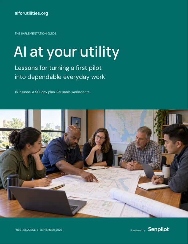 Cover of AI at your utility, the implementation guide.